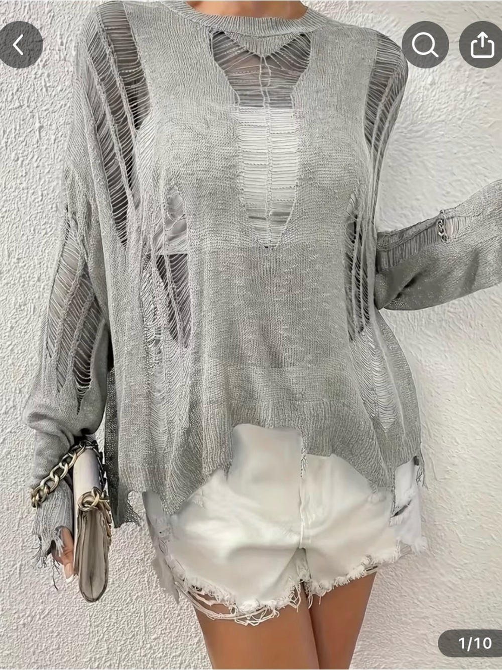 Distressed Lightweight Knit Sweater - # 37